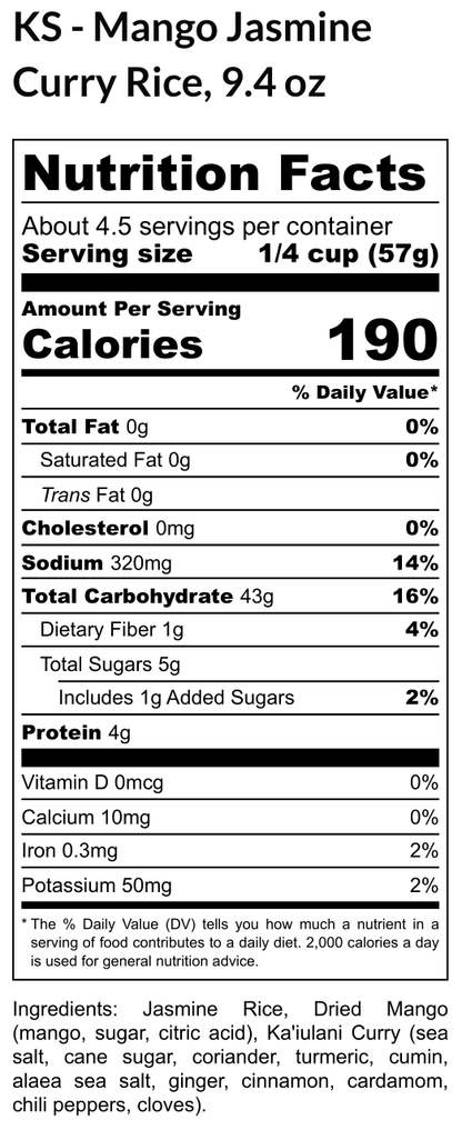 Ka'iulani Mango Curry White Rice Kit (9.4 oz. or 16 oz.) - Made in Hawaii