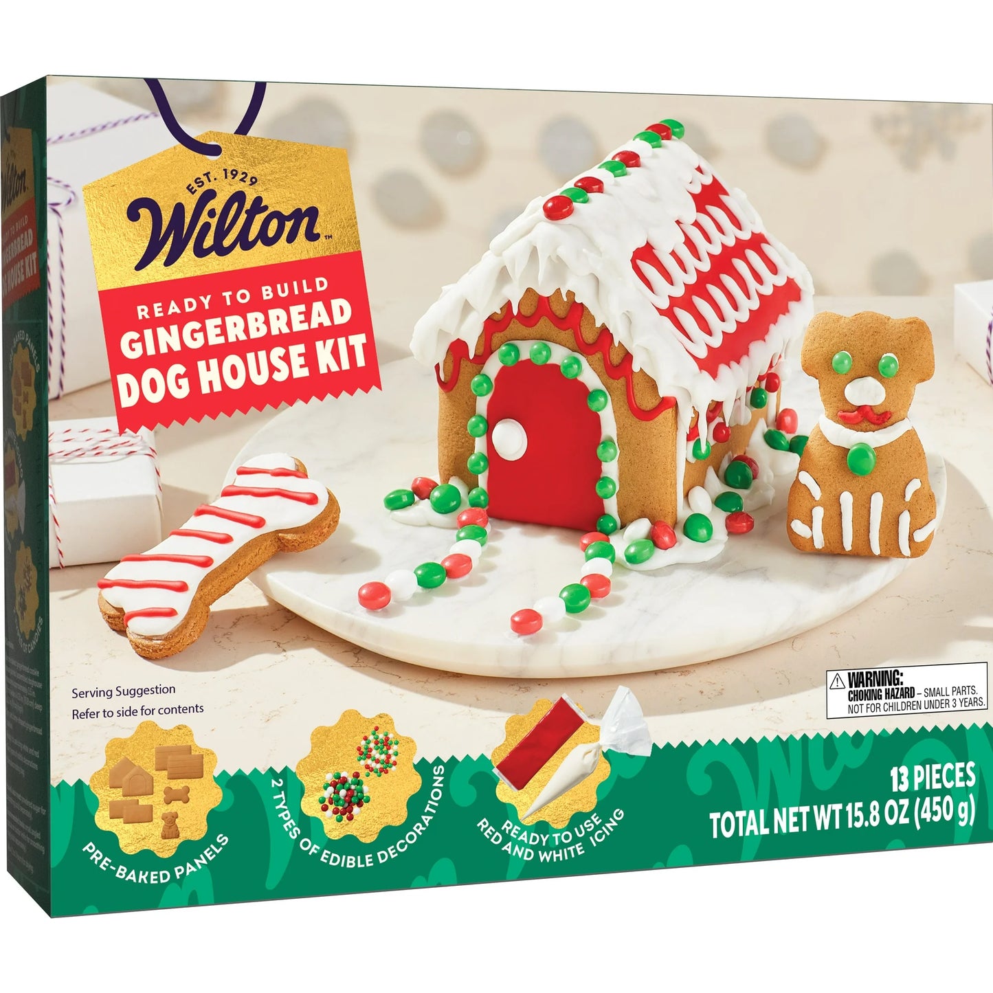 Wilton Christmas Gingerbread Dog House, 13-Piece