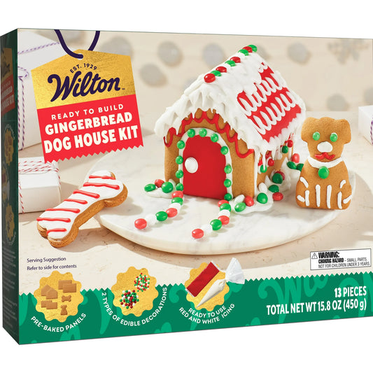 Wilton Christmas Gingerbread Dog House, 13-Piece