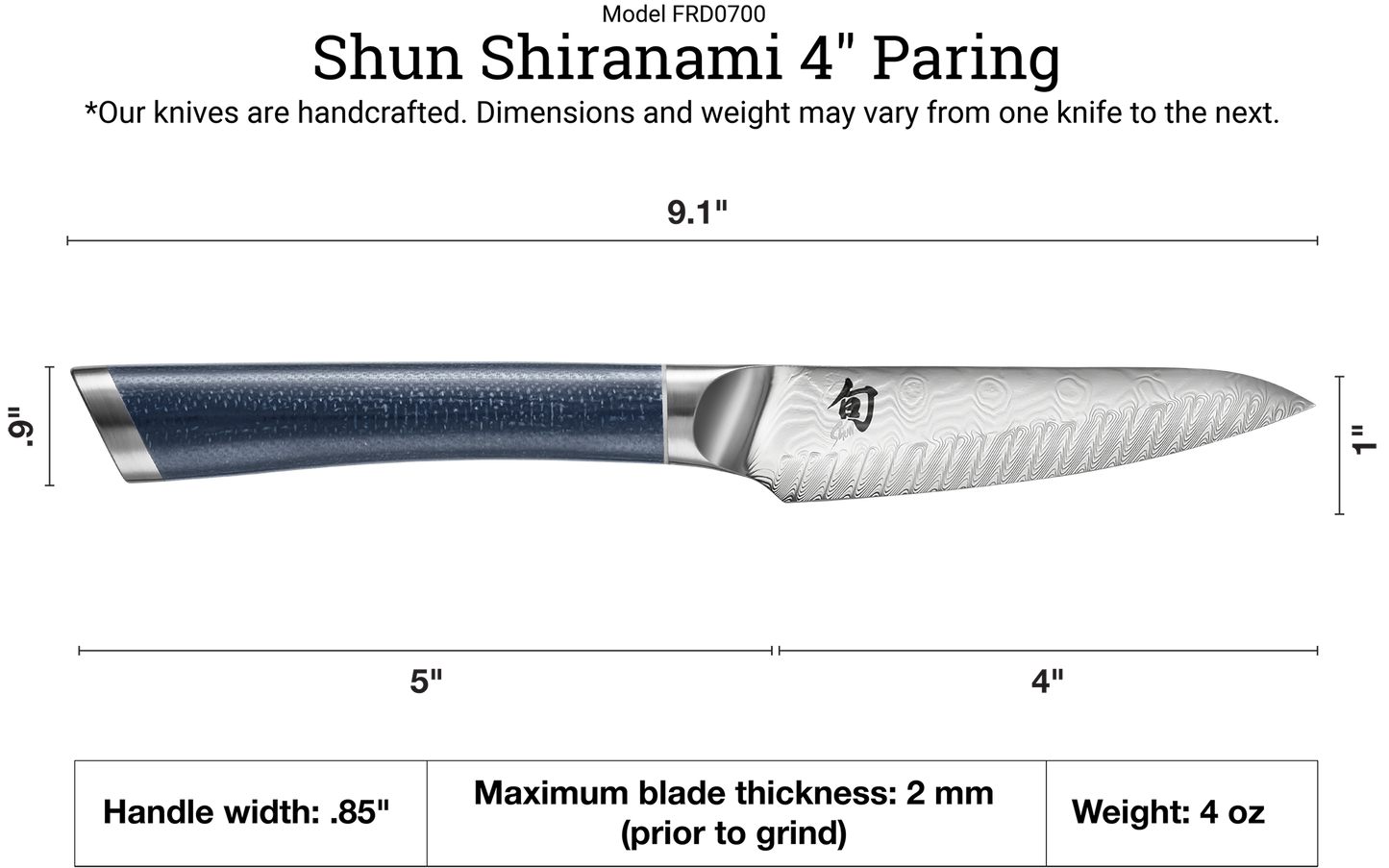 Shun Shiranami 4" Paring Knife