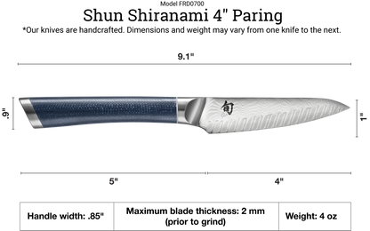 Shun Shiranami 4" Paring Knife