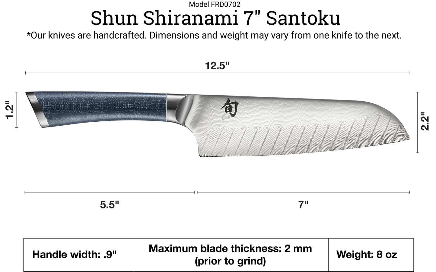 Shun Shiranami 7" Santoku Knife