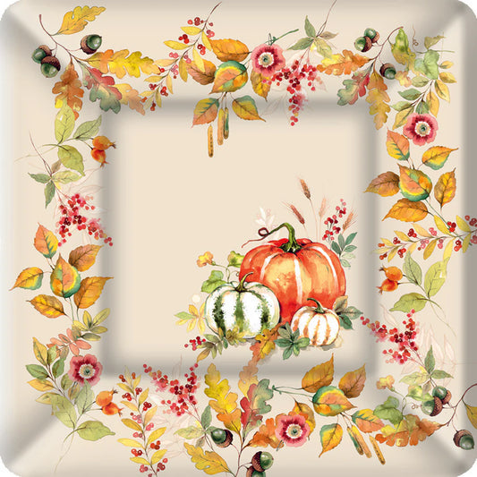 Pumpkin Love Cream Square Paper Plates 8 ct. (2 sizes)