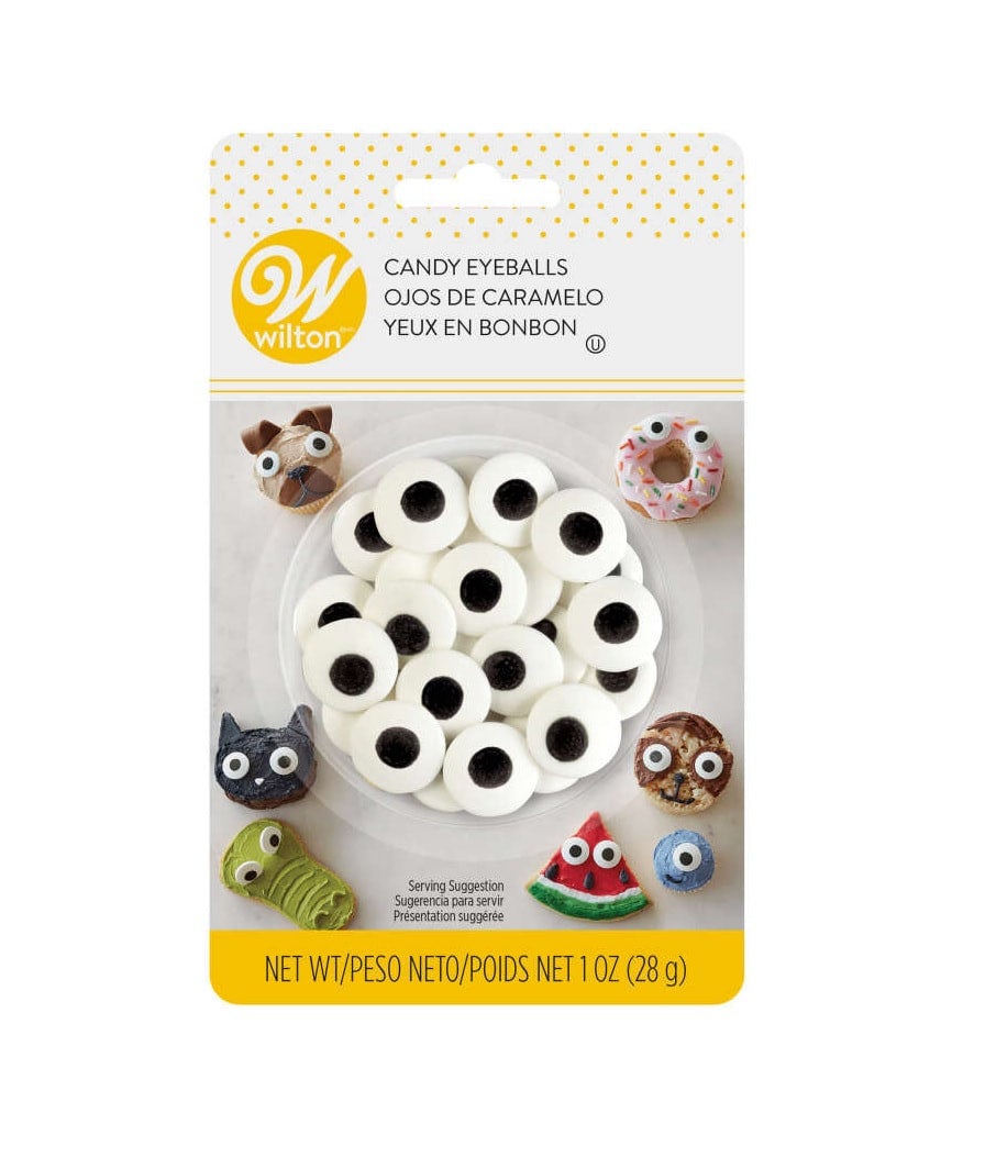 Wilton Edible Black and White Candy Eyeball Sprinkles (Small or Large Size)