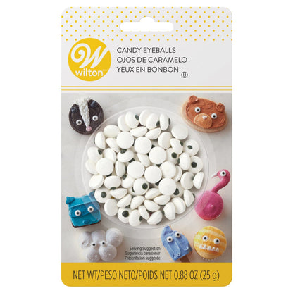 Wilton Edible Black and White Candy Eyeball Sprinkles (Small or Large Size)