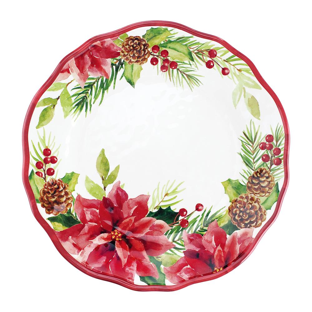 Poinsettias Melamine Dinnerware (3 sizes)