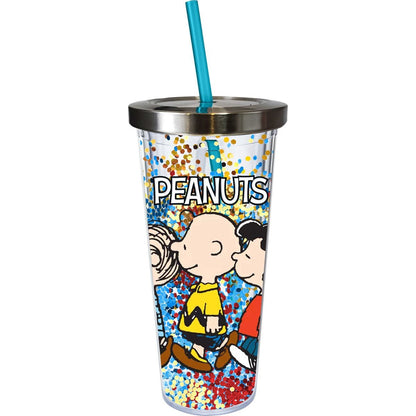 Peanuts Glitter Travel Mug & Straw - 20 oz. (2 designs)