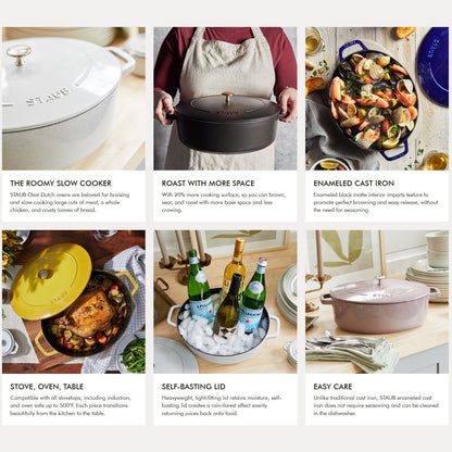 Staub Cast Iron 6.25 Qt. Wide Oval Dutch Oven (3 colors)