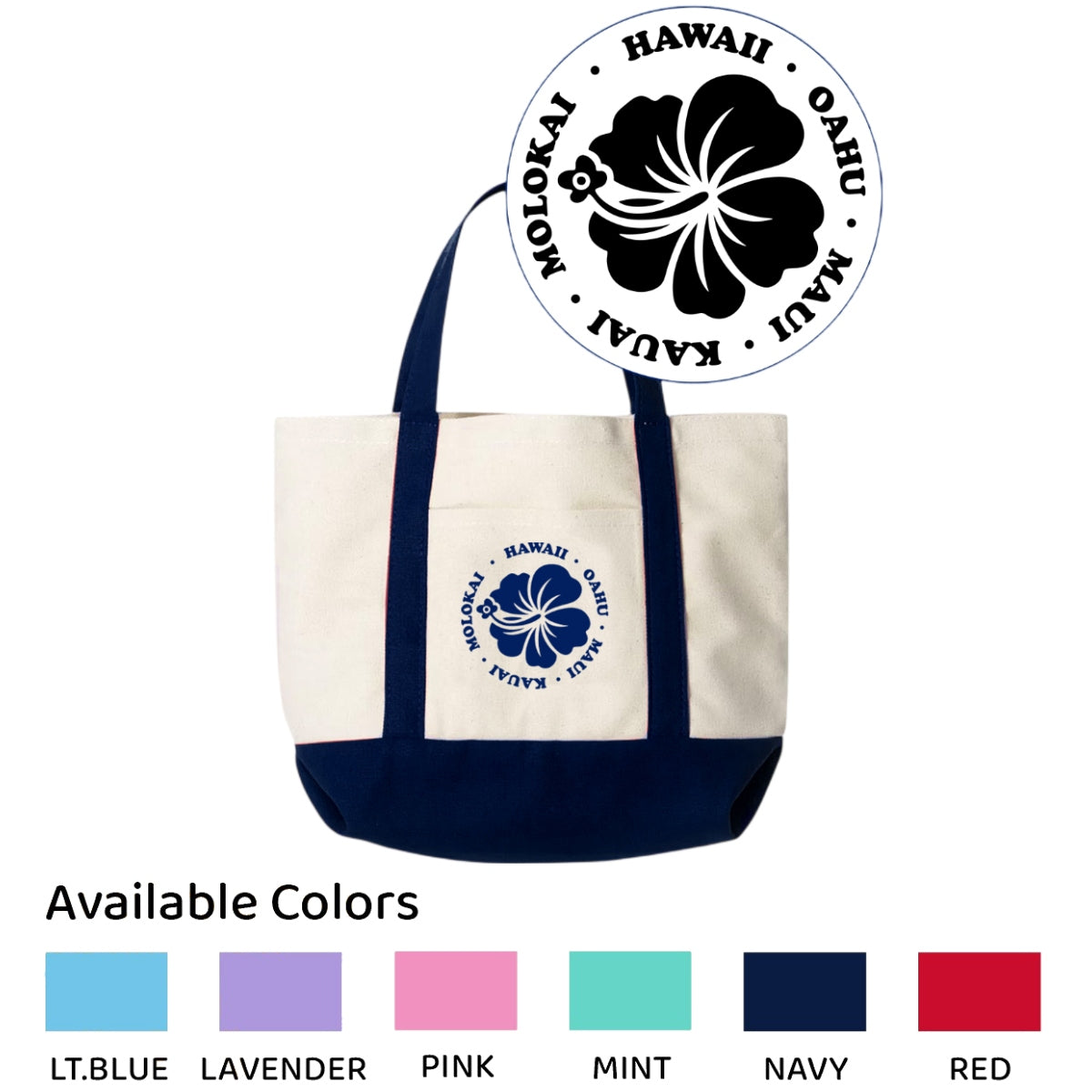 Canvas Tote Bag Large - Hibiscus (6 colors)
