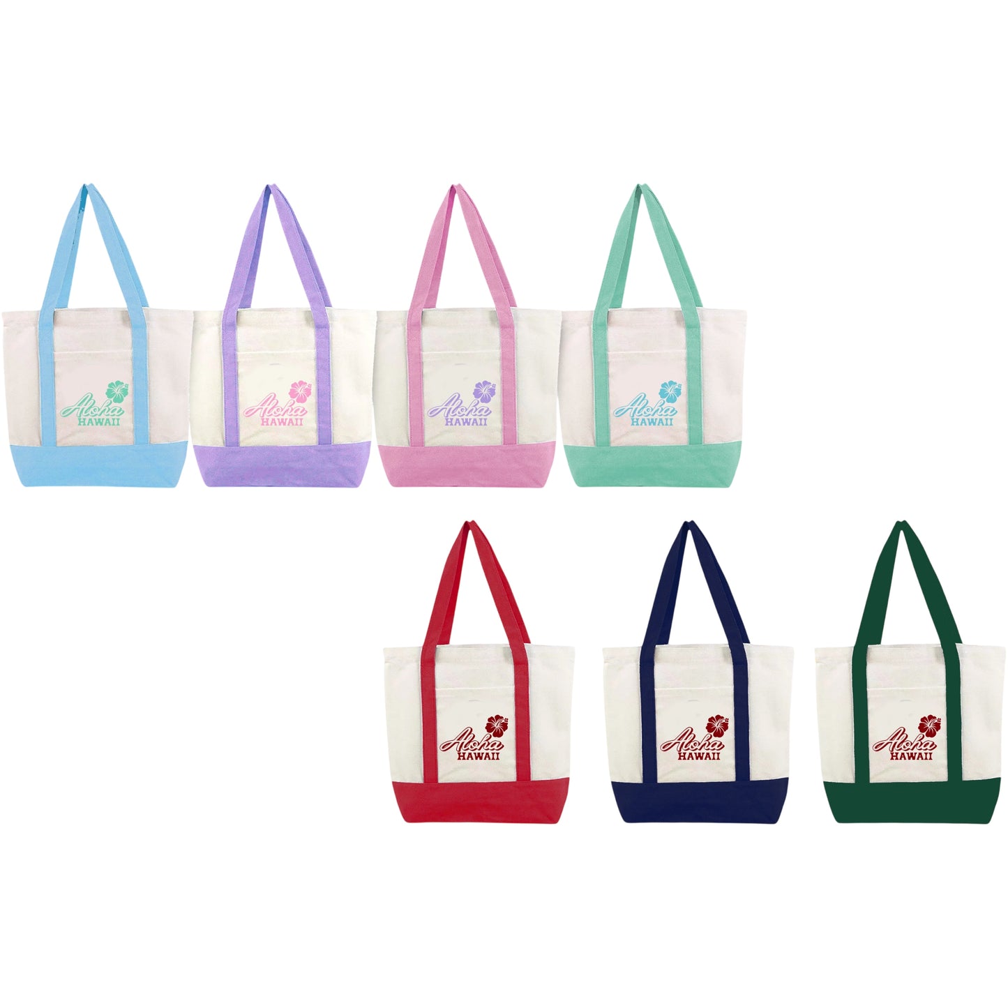 Canvas Tote Bag Small - Hibiscus Hawai'i Aloha (7 colors)