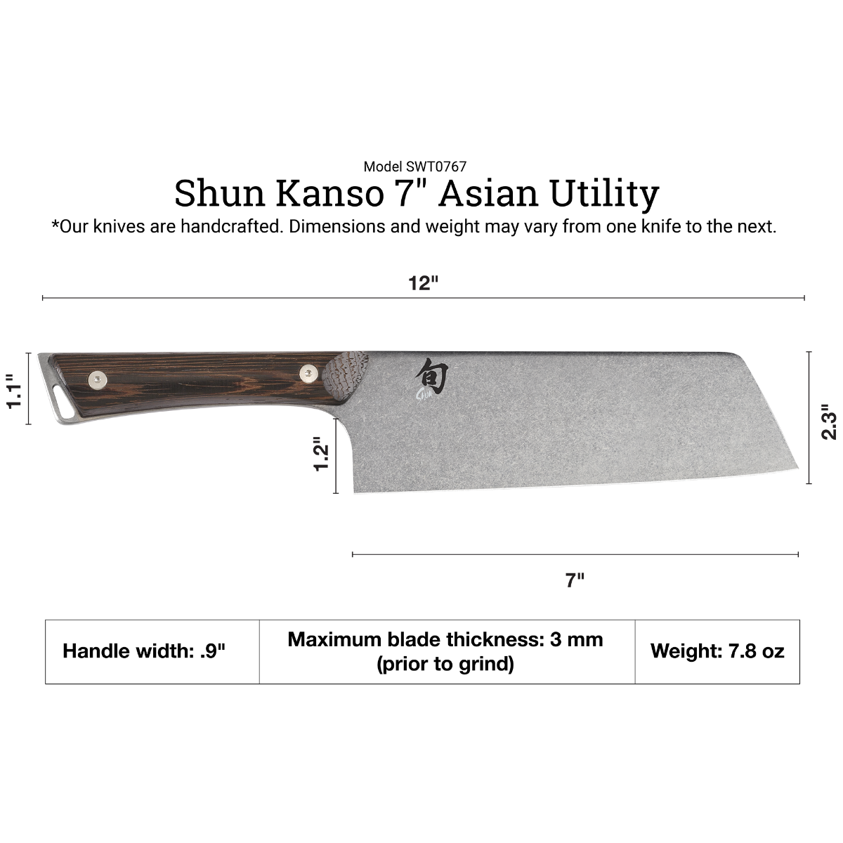 Shun Kanso 7"  Asian Utility Knife