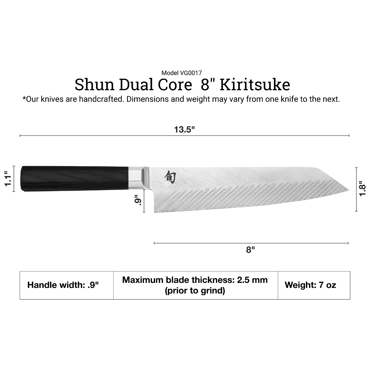 Shun Dual Core 8" Kiritsuke & Sheath (RAINCHECK)