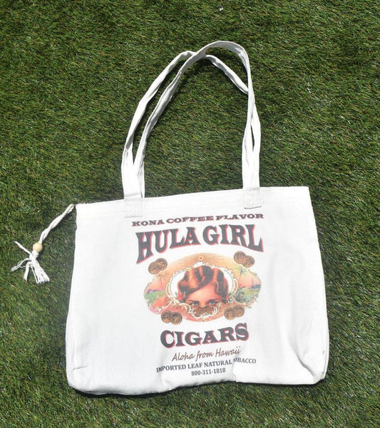 Hula Girl Cotton Beach Bag