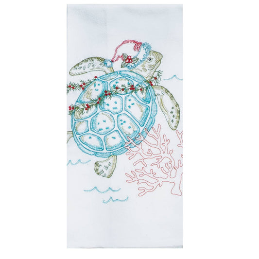 Holiday Honu Embroidered Flour Sack Towel