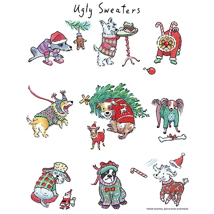 The Compleat Kitchen Original Flour Sack Kitchen Towels - Ugly Sweater Dogs