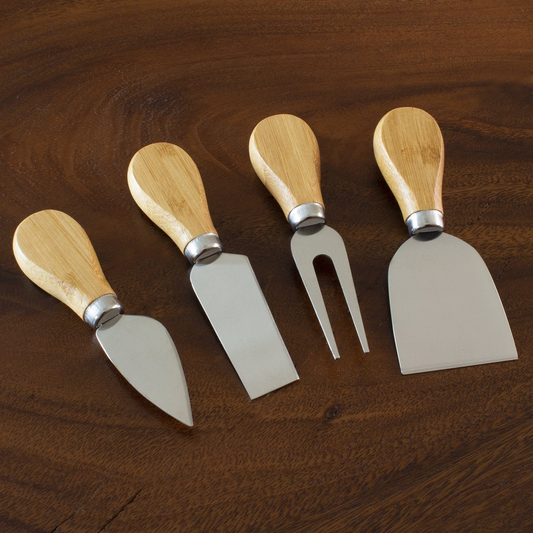 Four-Piece Bamboo Cheese Tool Set