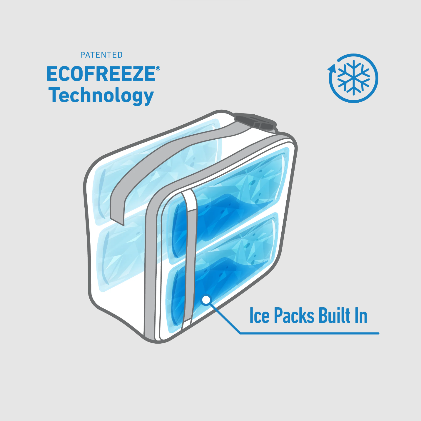 Lunch bag with top ice pack built in