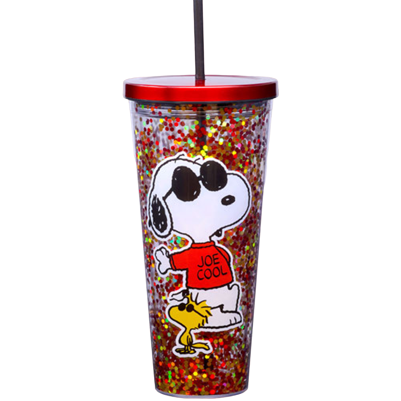 Peanuts Snoopy Joe Cool Glitter Travel Mug & Straw - 32 oz.