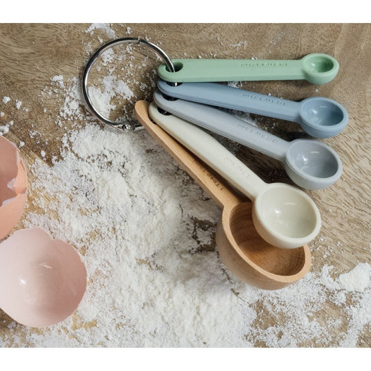 Silicone & Beech Wood Measuring Spoon Set